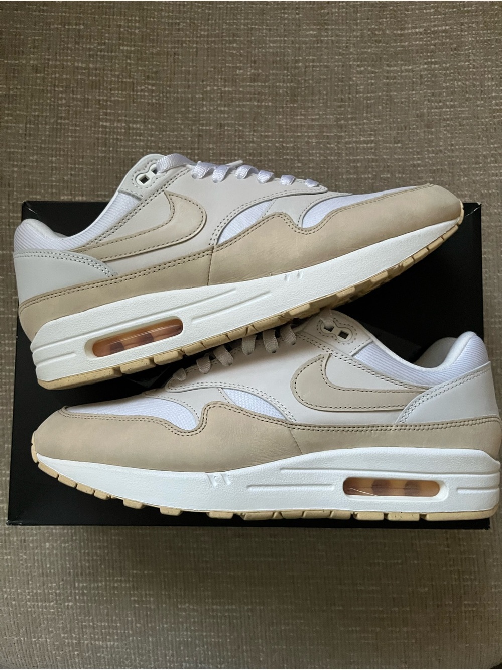 Nike Air Max 1 Sneakers - Beige and White Men’s 10 / Women’s 11.5